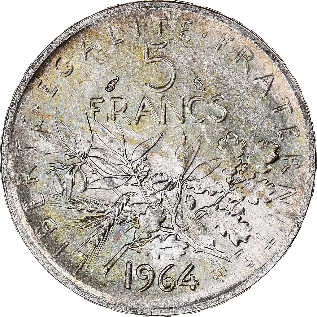 Munten, Frankrijk, Semeuse, 5 Francs, 1964, Paris, PR+, Zilver, KM:926