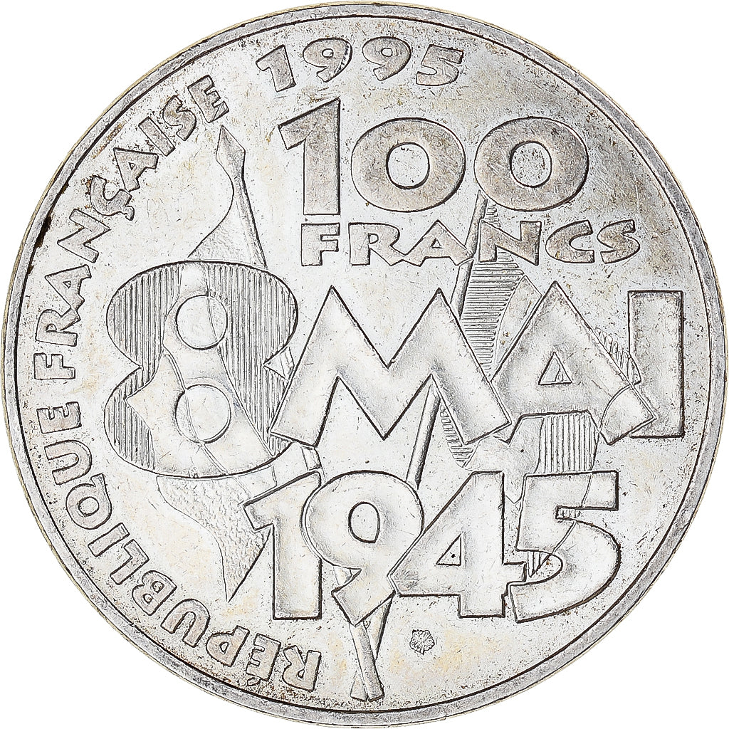 Munten, Frankrijk, 8 mai 1945, 100 Francs, 1995, Paris, ZF+, Zilver, KM:1116.1