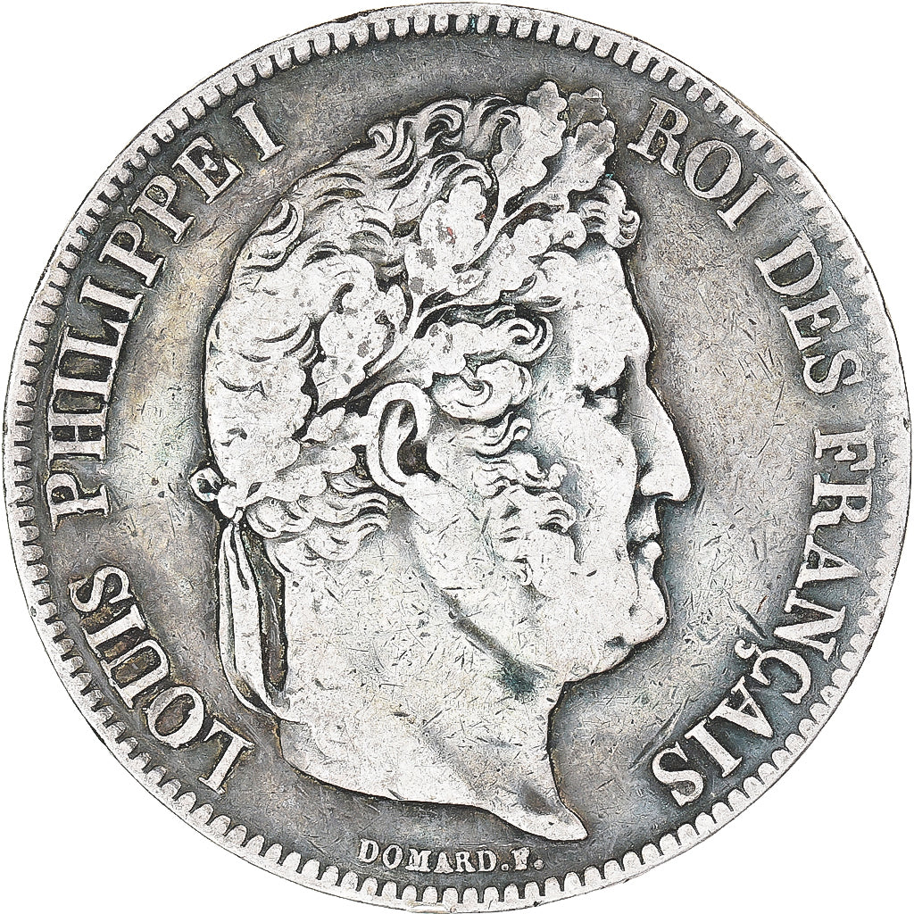 Moneda, Francia, Louis-Philippe, 5 Francs, 1839, Lille, BC+, Plata, KM:749.13
