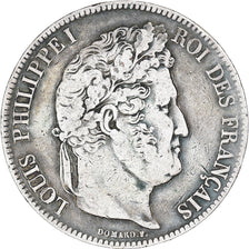 Moneta, Francia, Louis-Philippe, 5 Francs, 1839, Lille, MB+, Argento, KM:749.13