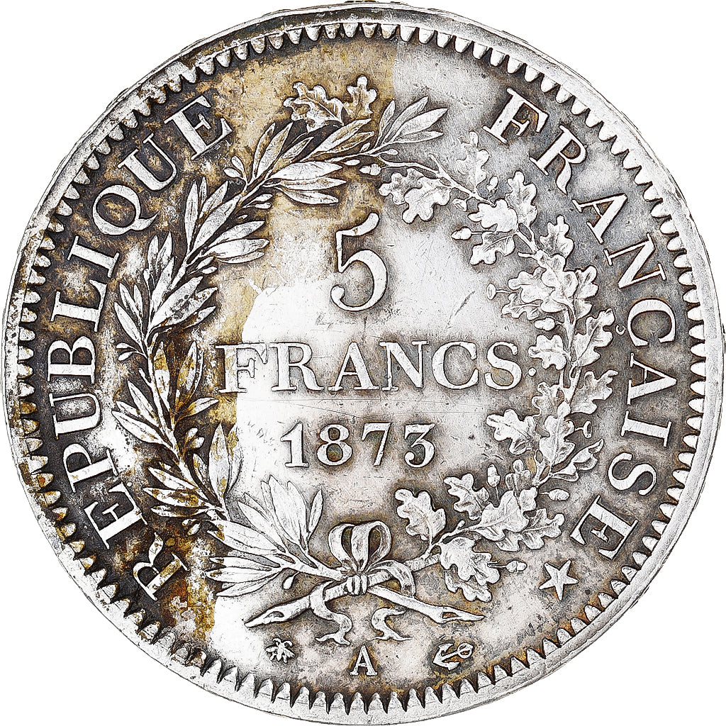 Moneta, Francja, Hercule, 5 Francs, 1873, Paris, EF(40-45), Srebro, KM:820.1