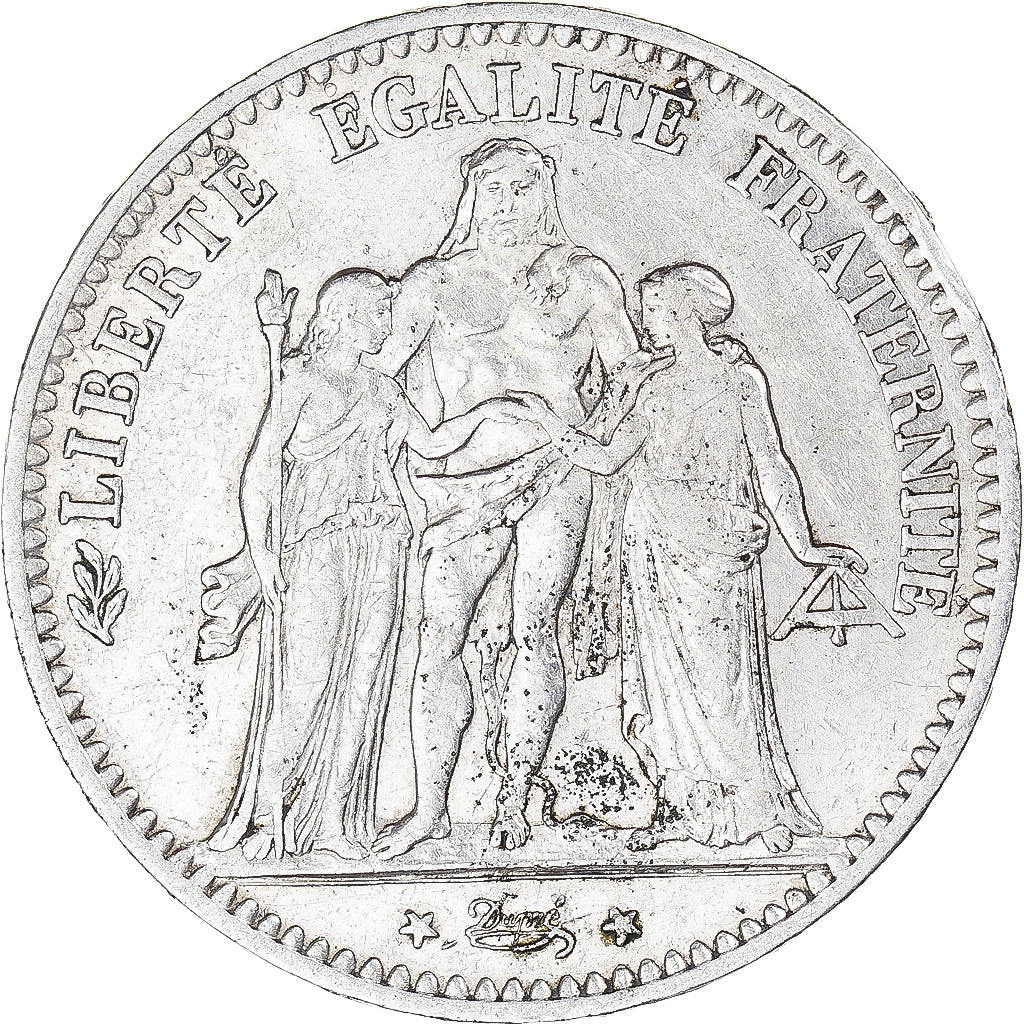Moeda, França, Hercule, 5 Francs, 1875, Paris, EF(40-45), Prata, KM:820.1