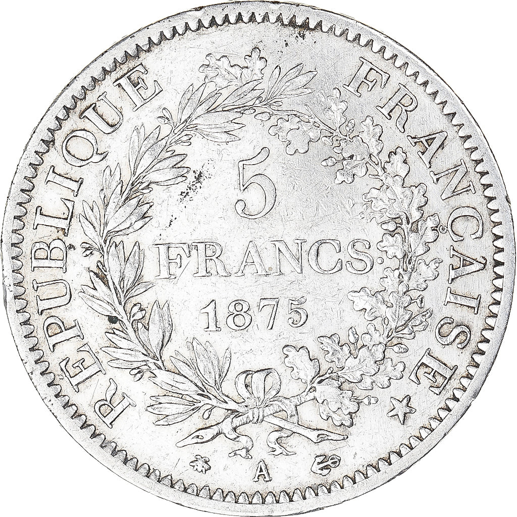 Moeda, França, Hercule, 5 Francs, 1875, Paris, EF(40-45), Prata, KM:820.1