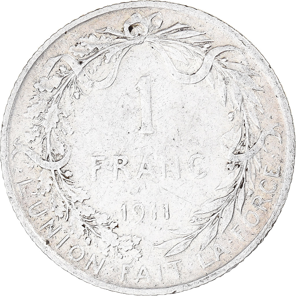Moneta, Belgia, Franc, 1911, AU(50-53), Srebro, KM:72