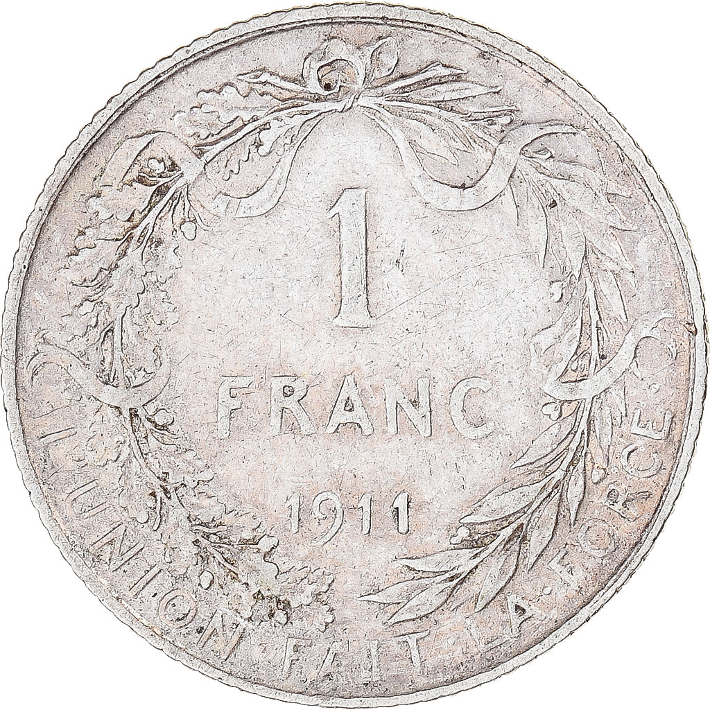 Moneta, Belgia, Franc, 1911, VF(20-25), Srebro, KM:73.1