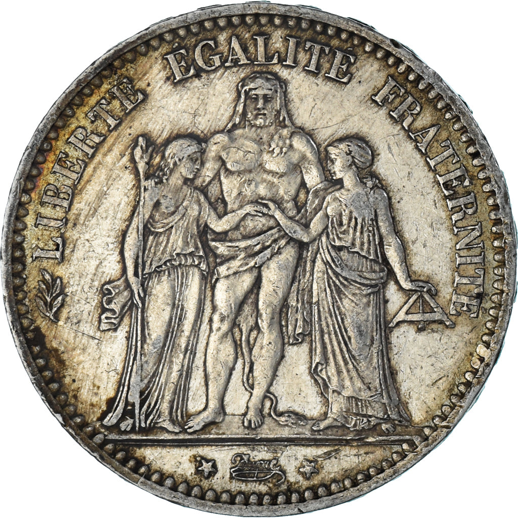 Moneta, Francia, Hercule, 5 Francs, 1877, Paris, MB+, Argento, KM:820.1