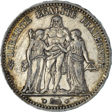 Moneta, Francia, Hercule, 5 Francs, 1877, Paris, MB+, Argento, KM:820.1