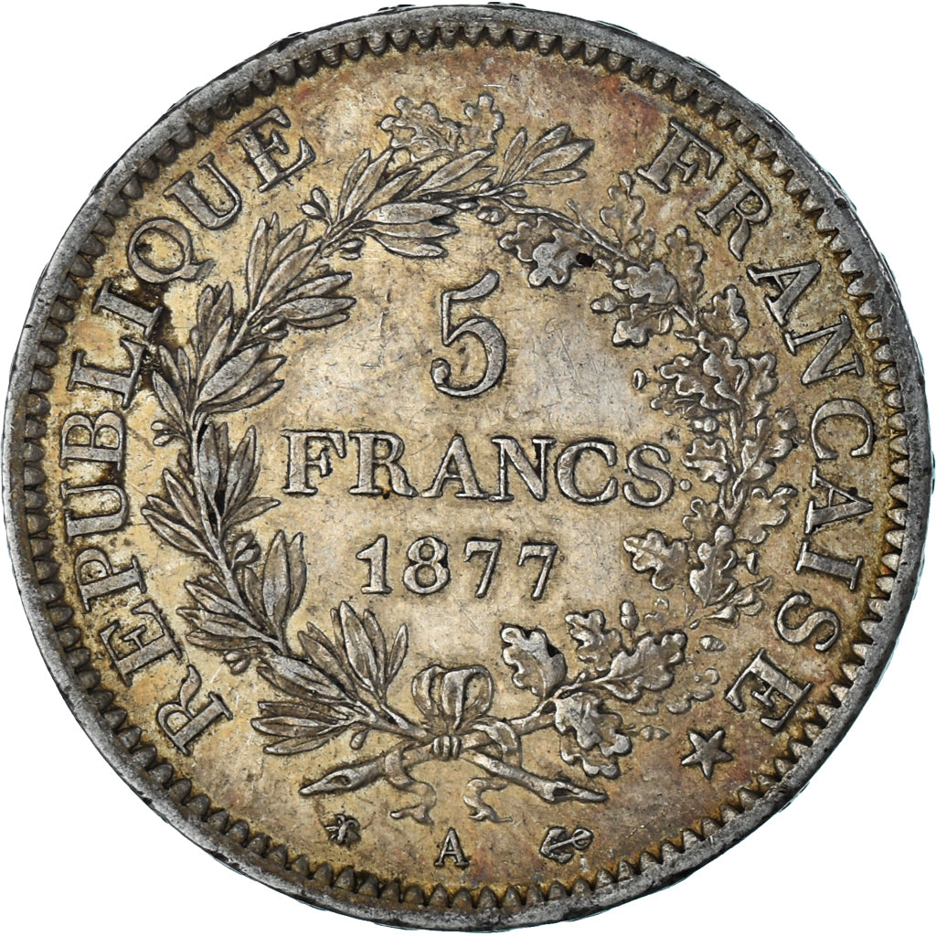 Moneta, Francia, Hercule, 5 Francs, 1877, Paris, MB+, Argento, KM:820.1