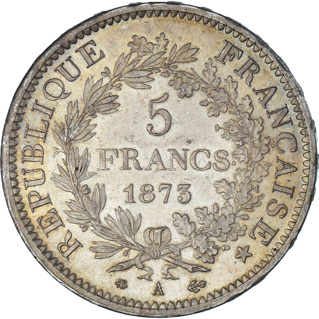 Moneta, Francja, Hercule, 5 Francs, 1873, Paris, AU(50-53), Srebro, KM:820.1