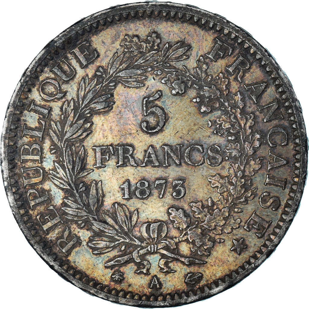 Moneda, Francia, Hercule, 5 Francs, 1873, Paris, MBC+, Plata, KM:820.1