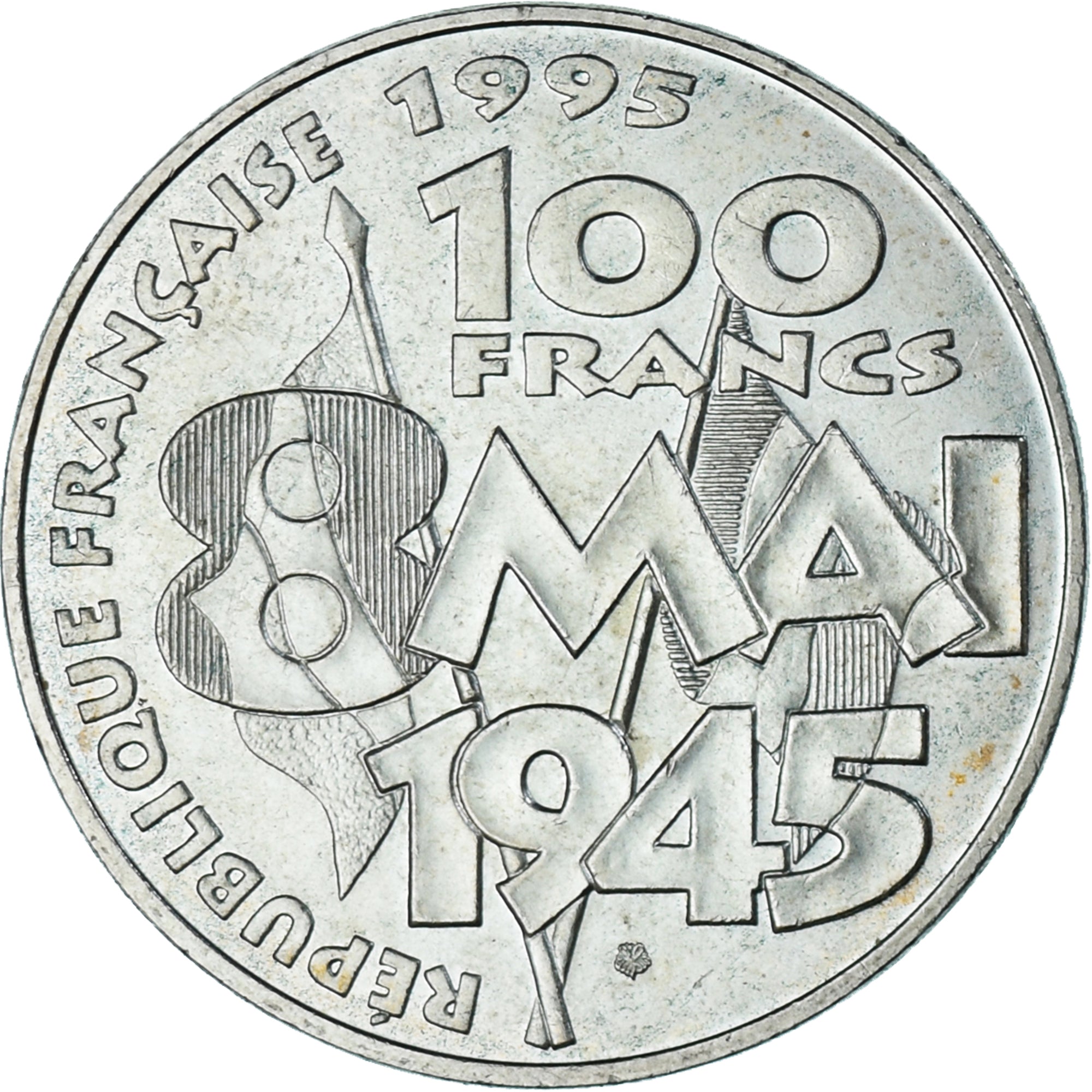 Coin, France, 8 mai 1945, 100 Francs, 1995, Paris, AU(50-53), Silver, KM:1116.1