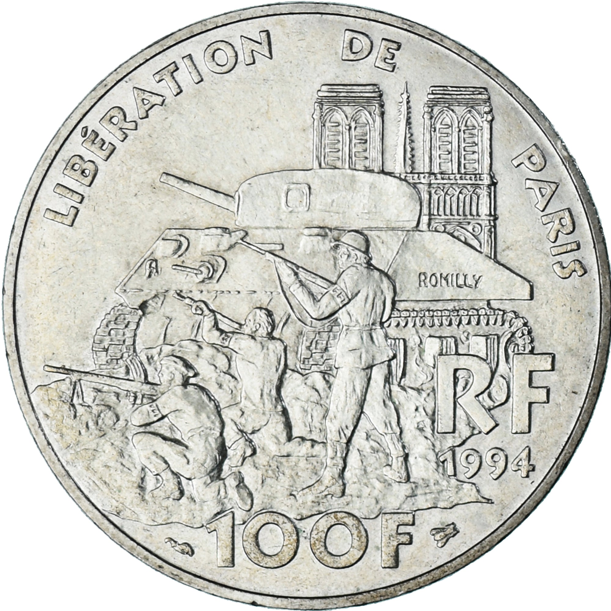 Moneda, Francia, Libération de Paris, 100 Francs, 1994, EBC, Plata, KM:1045.1
