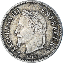 France, Napoleon III, 20 Centimes, 1867, Strasbourg, EF(40-45), KM:808.2