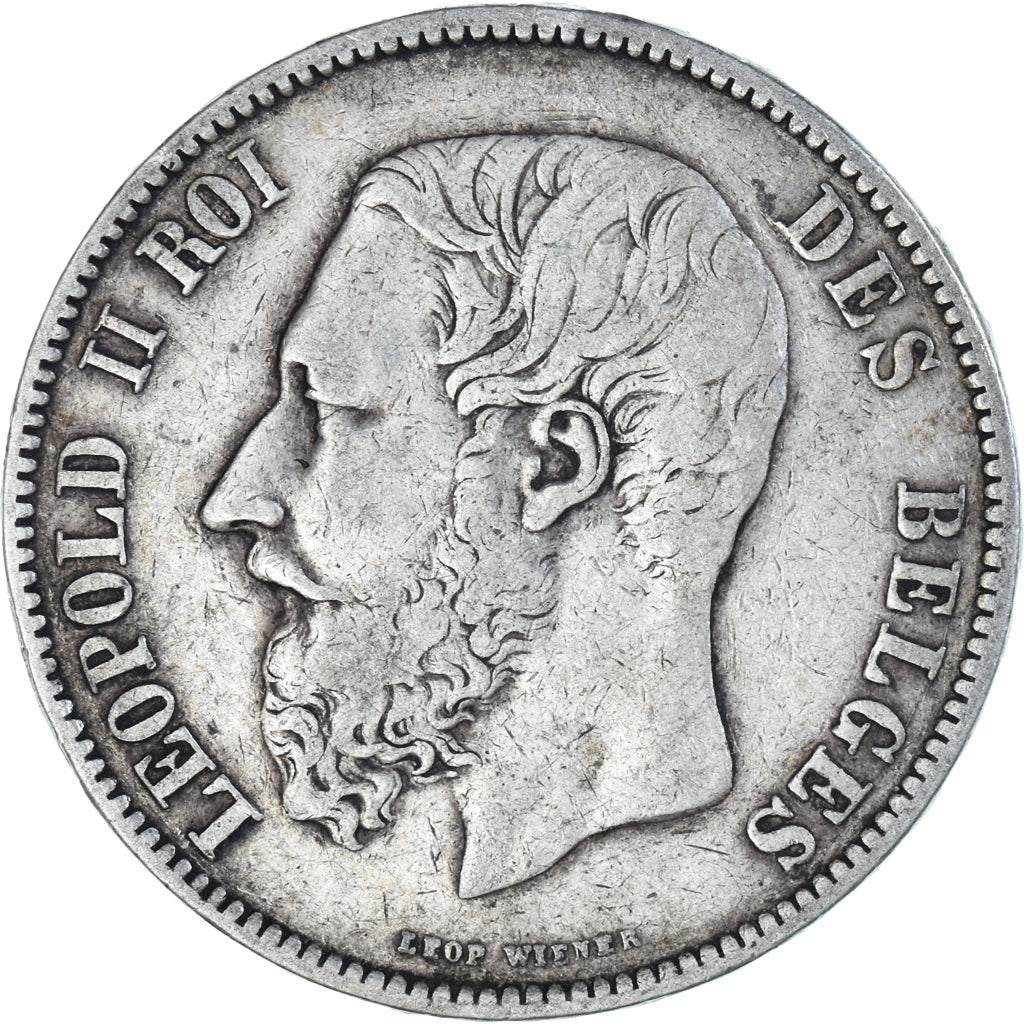 Moneta, Belgia, Leopold II, 5 Francs, 5 Frank, 1870, Brussels, VF(30-35)