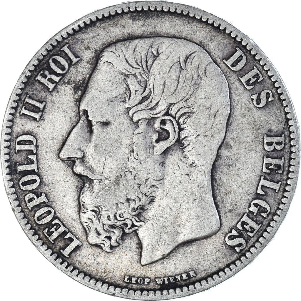 Coin, Belgium, Leopold II, 5 Francs, 5 Frank, 1870, Brussels, VF(30-35), Silver