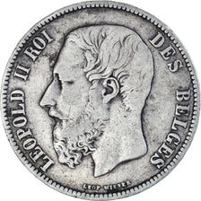 Coin, Belgium, Leopold II, 5 Francs, 5 Frank, 1870, Brussels, VF(30-35), Silver