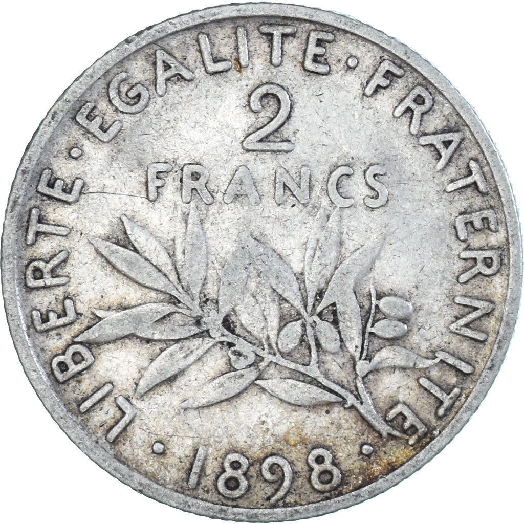 Moneta, Francja, Semeuse, 2 Francs, 1898, Paris, VF(30-35), Srebro, KM:845.1