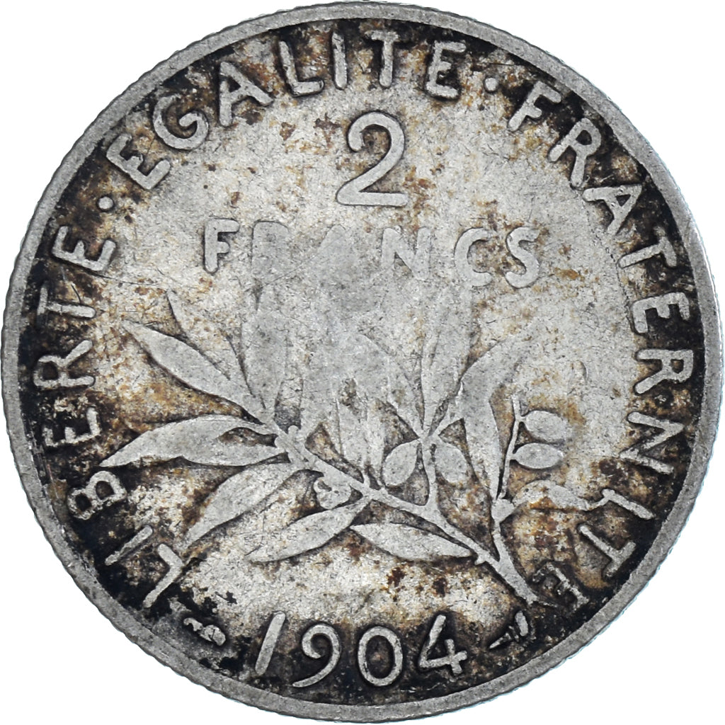 Moneta, Francja, Semeuse, 2 Francs, 1904, VF(30-35), Srebro, KM:845.1