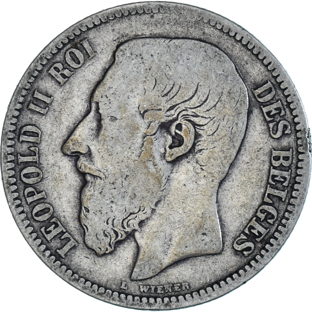 Coin, Belgium, Leopold II, 2 Francs, 2 Frank, 1867, Brussels, F(12-15), Silver