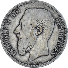 Coin, Belgium, Leopold II, 2 Francs, 2 Frank, 1867, Brussels, F(12-15), Silver