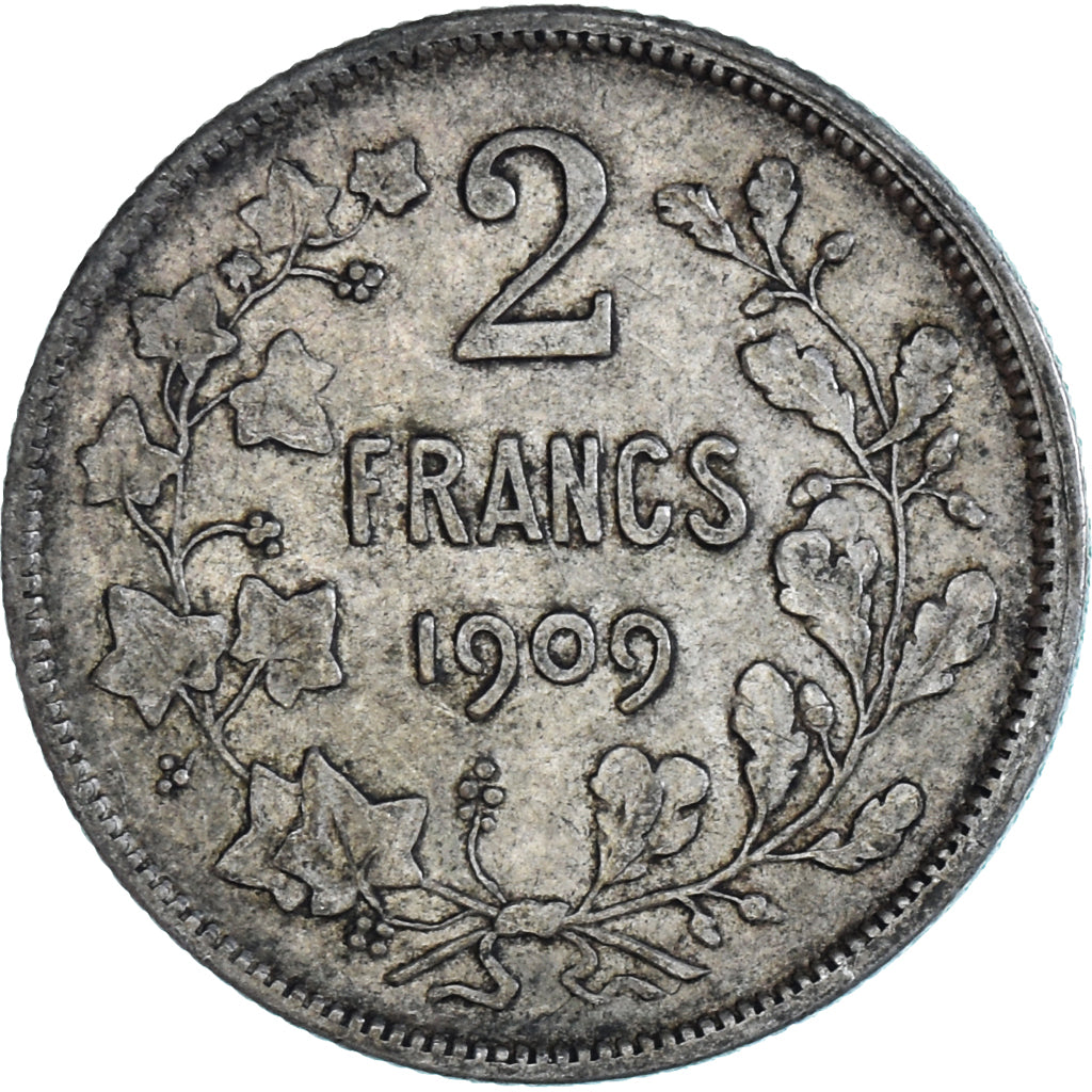 Coin, Belgium, Leopold II, 2 Francs, 2 Frank, 1909, VF(30-35), Silver, KM:58.1