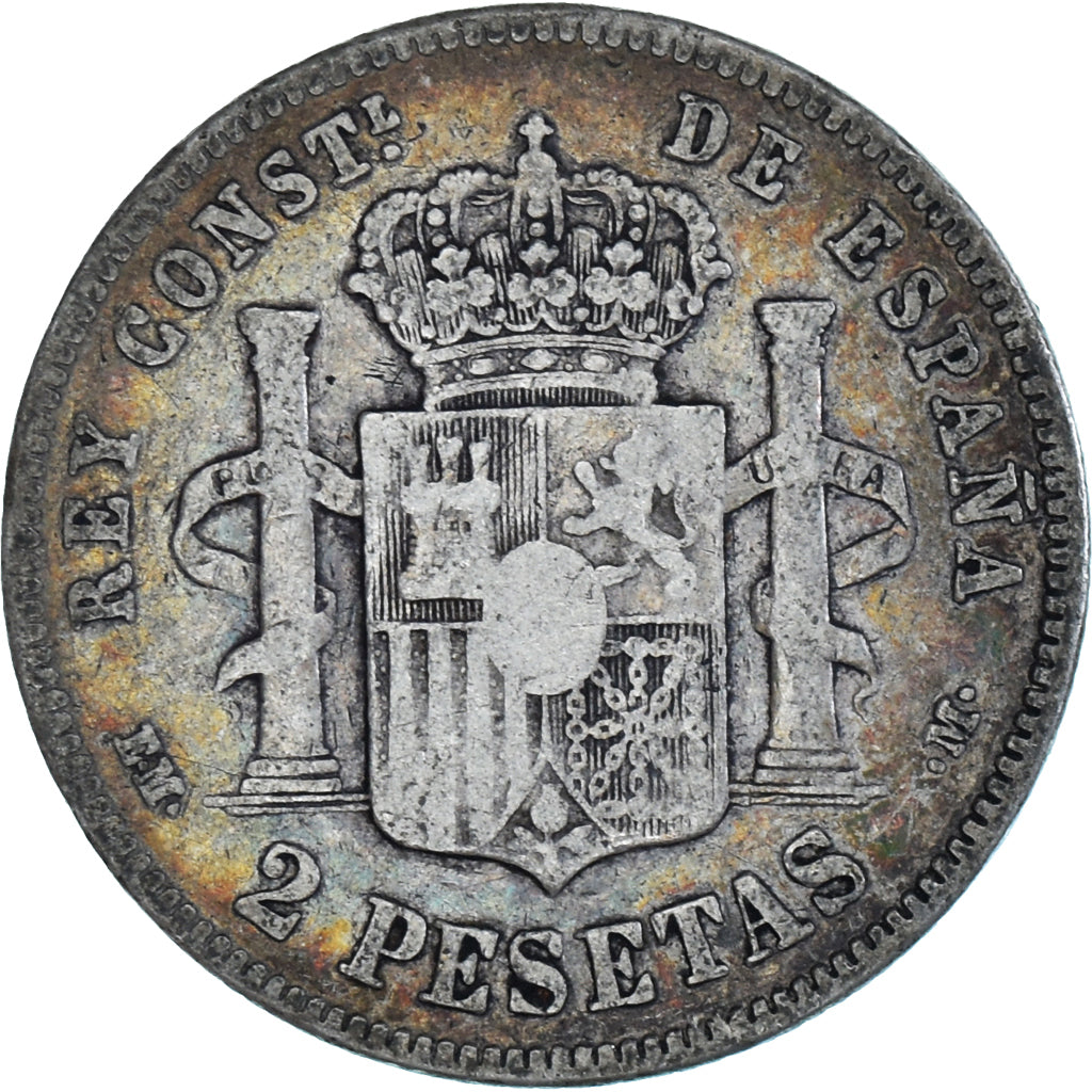 Moneta, Spagna, Alfonso XII, 2 Pesetas, 1879, Madrid, MB+, Argento, KM:678.1