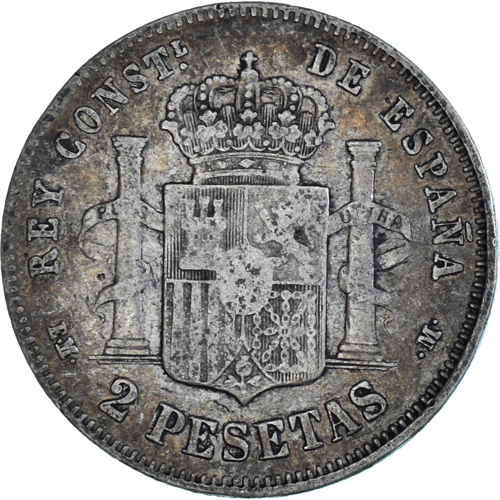Moneda, España, Alfonso XII, 2 Pesetas, 1879, Madrid, BC+, Plata, KM:678.1