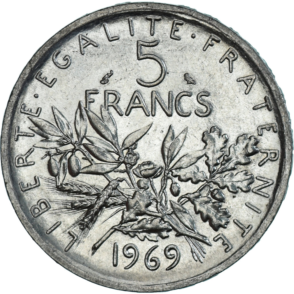Münze, Frankreich, Semeuse, 5 Francs, 1969, Paris, UNZ, Silber, KM:926