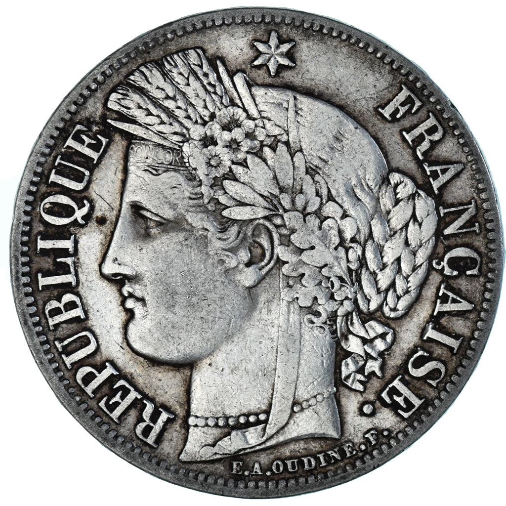 Moneta, Francia, Cérès, 5 Francs, 1850, Paris, MB+, Argento, KM:761.1