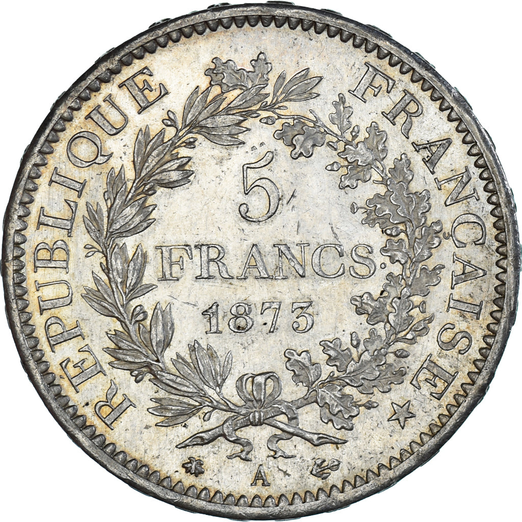 Moneta, Francja, Hercule, 5 Francs, 1873, Paris, AU(50-53), Srebro, KM:820.1