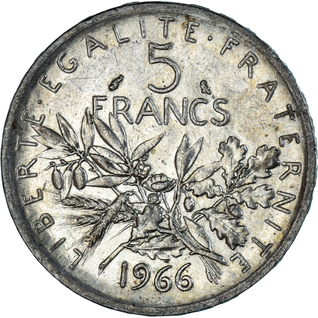 Frankreich, Semeuse, 5 Francs, 1966, Paris, SS+, Silber, KM:926, Gadoury:770