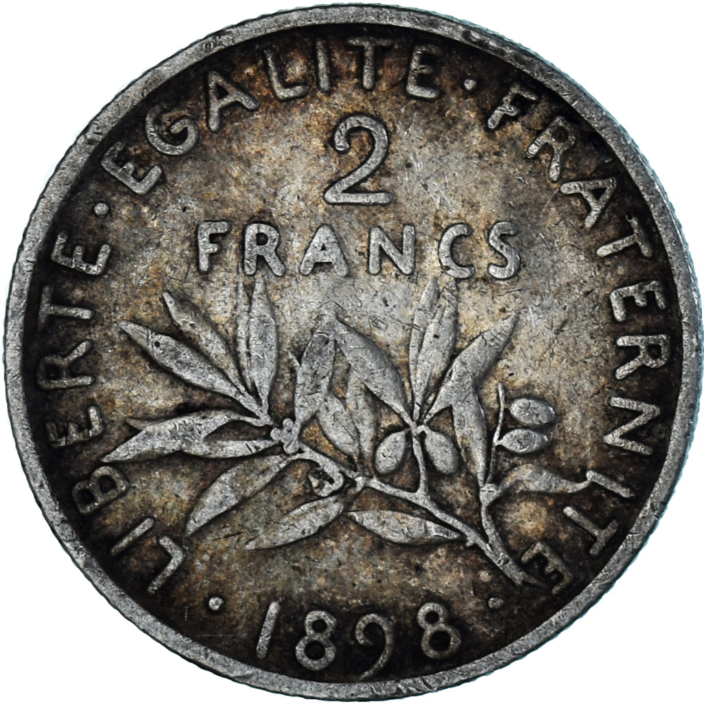 Moneta, Francia, Semeuse, 2 Francs, 1898, Paris, BB, Argento, KM:845.1