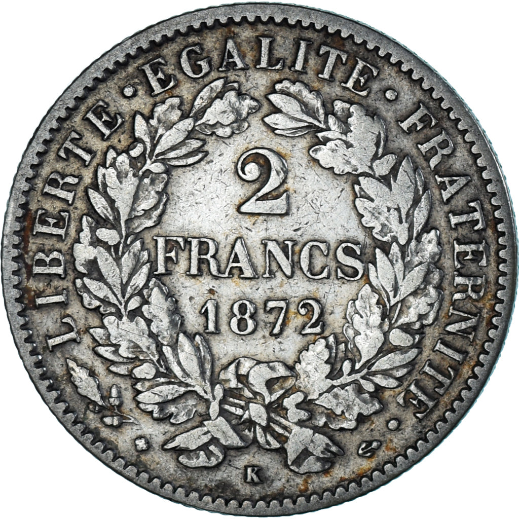 Monnaie, France, Cérès, 2 Francs, 1872, Bordeaux, TTB, Argent, Gadoury:530a