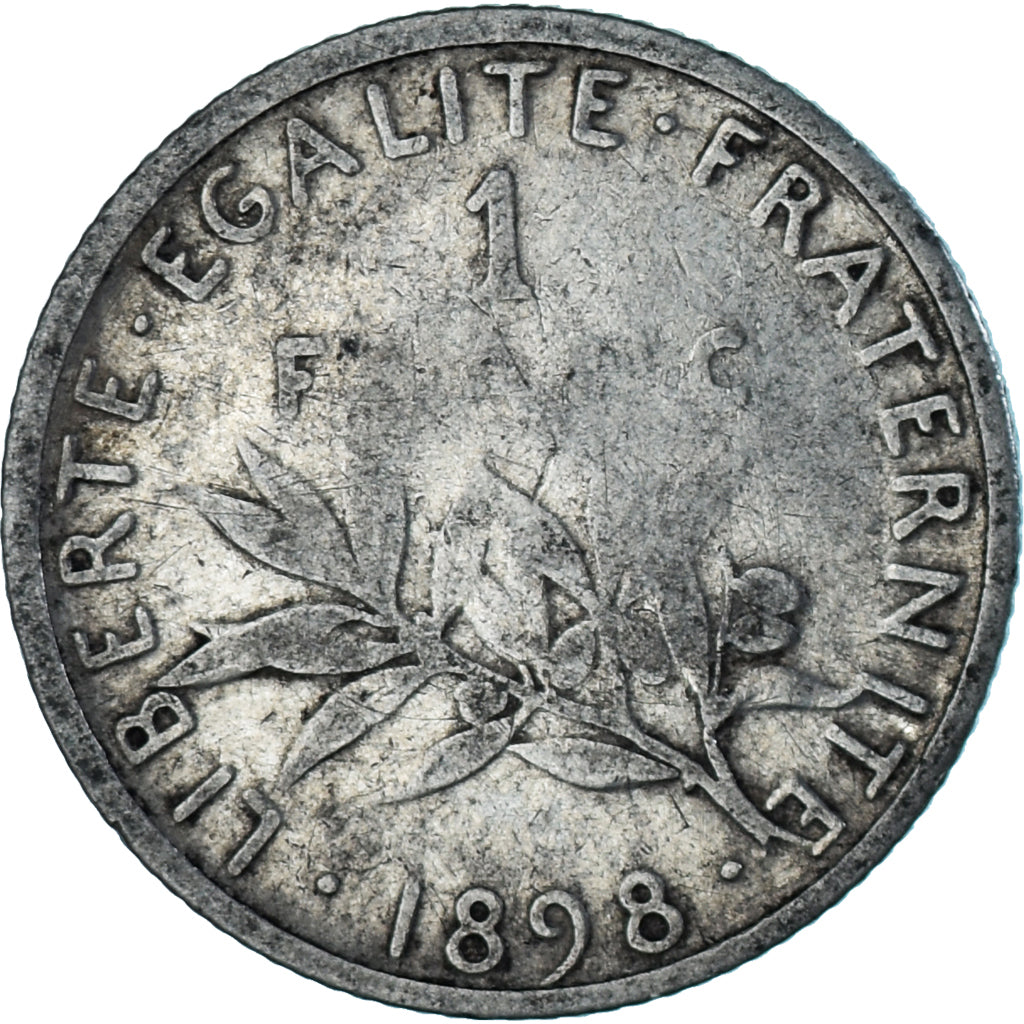 Moeda, França, Semeuse, Franc, 1898, Paris, VF(30-35), Prata, KM:844.1, Le