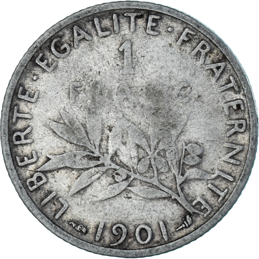 Coin, France, Semeuse, Franc, 1901, Paris, VF(30-35), Silver, KM:844.1