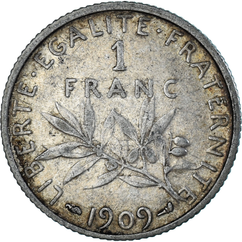 Coin, France, Semeuse, Franc, 1909, Paris, EF(40-45), Silver, KM:844.1