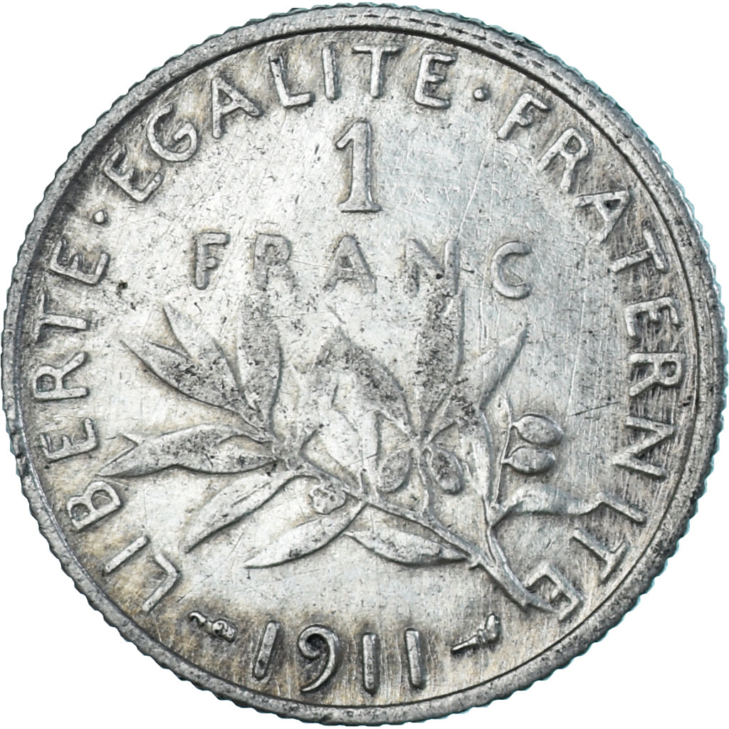 Moneta, Francja, Semeuse, Franc, 1911, Paris, EF(40-45), Srebro, KM:844.1
