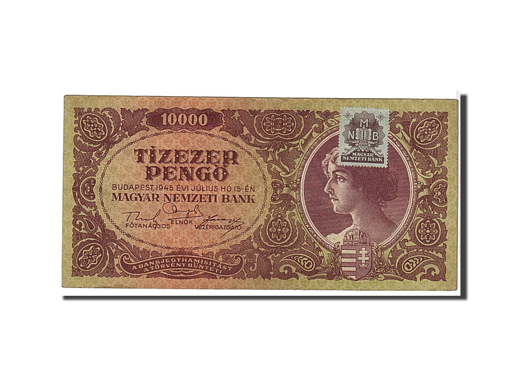 Banknote, Hungary, 10,000 Pengö, 1945, EF(40-45)
