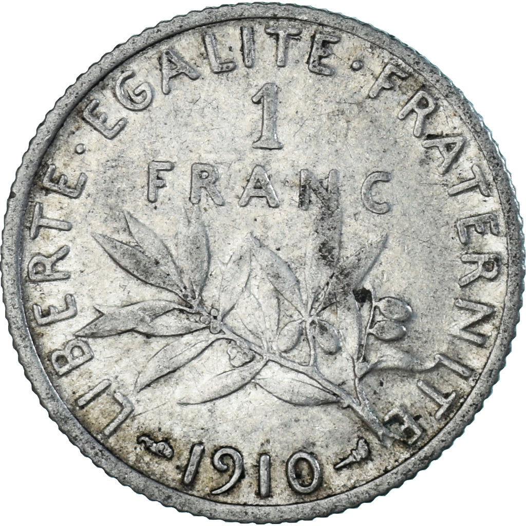 Moneta, Francia, Semeuse, Franc, 1910, Paris, BB, Argento, KM:844.1, Gadoury:467