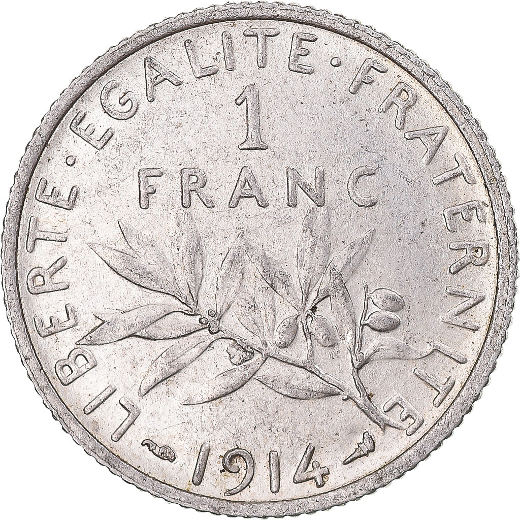 Coin, France, Semeuse, Franc, 1914, Paris, AU(55-58), Silver, KM:844.1