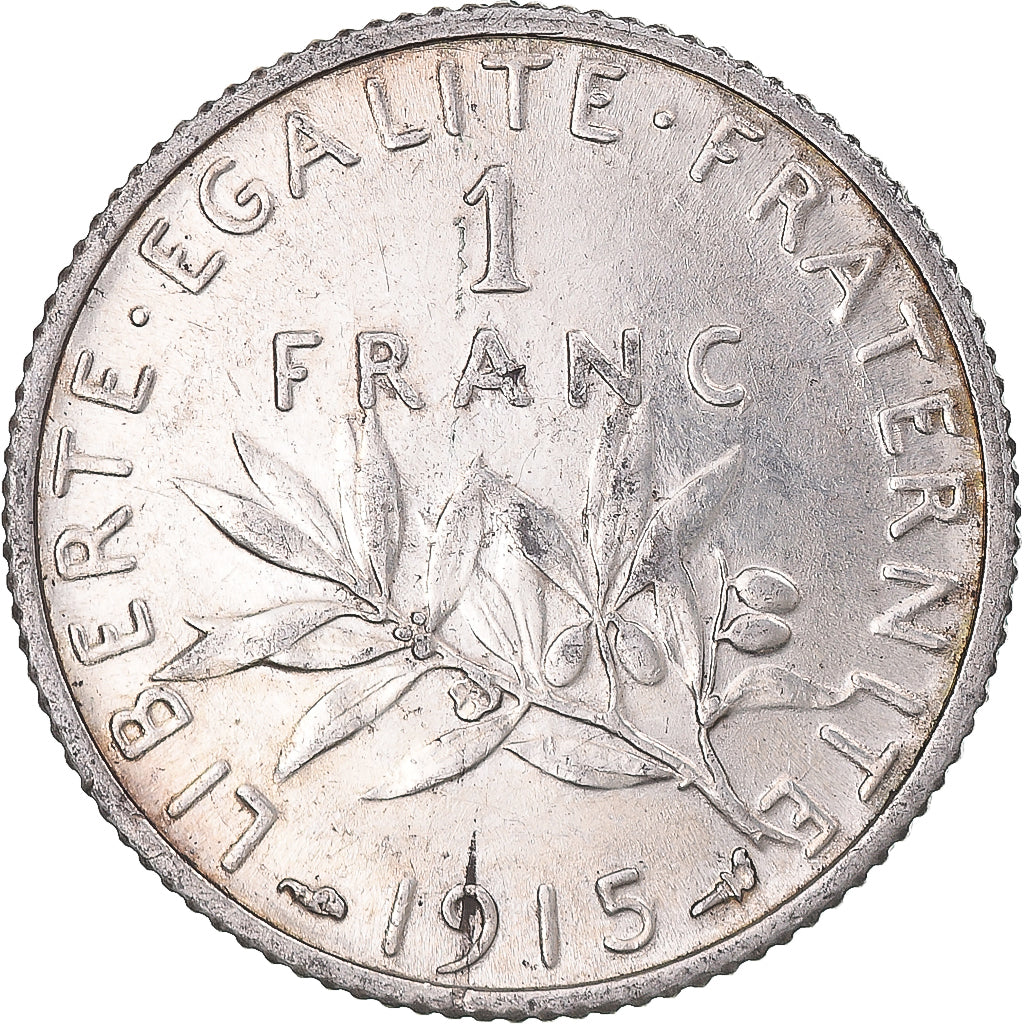 Moneta, Francja, Semeuse, Franc, 1915, Paris, MS(63), Srebro, KM:844.1