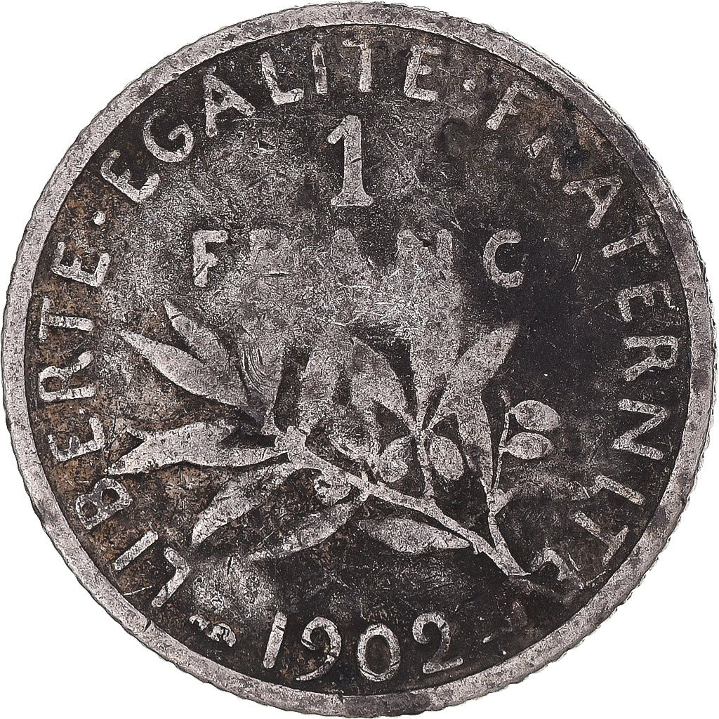 France, Semeuse, Franc, 1902, Paris, TB, Argent, KM:844.1, Gadoury:467