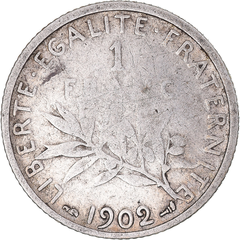 Moneta, Francia, Semeuse, Franc, 1902, Paris, MB+, Argento, KM:844.1, Le
