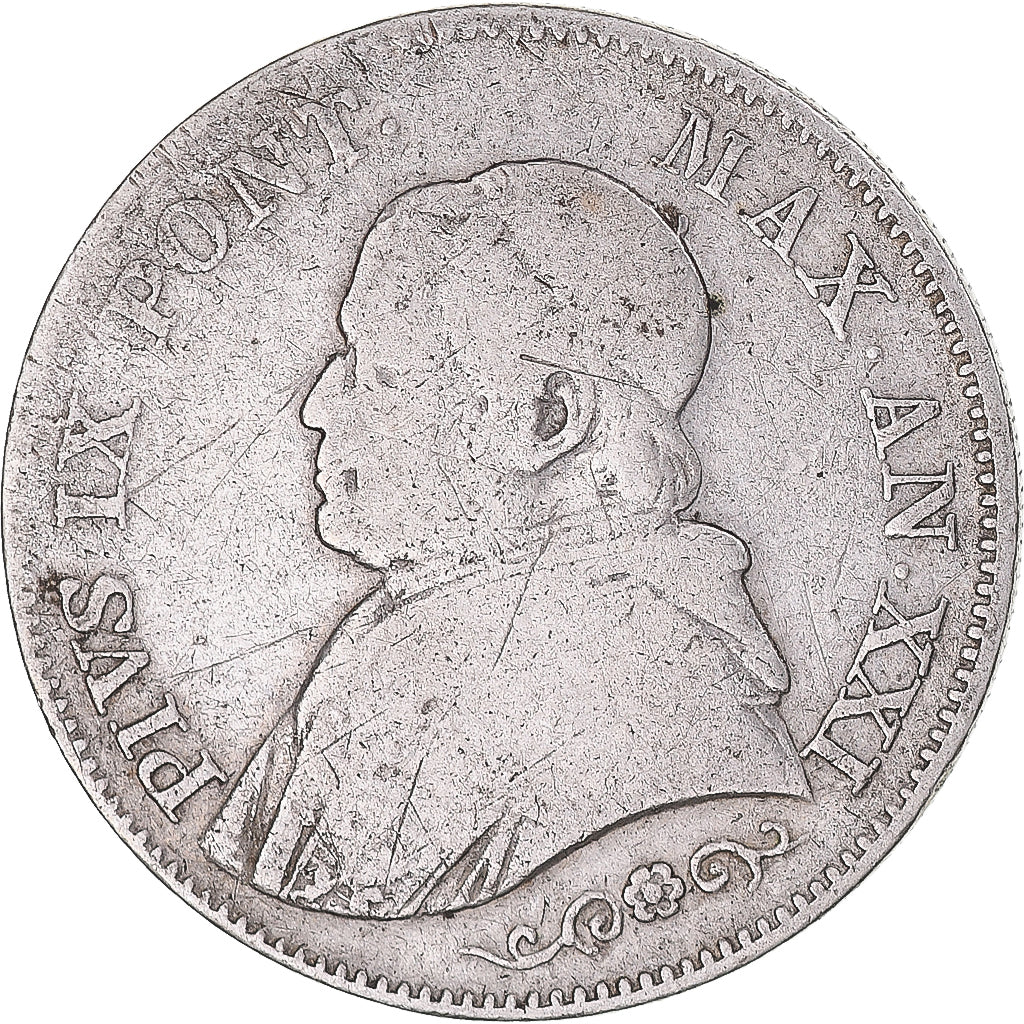 Monnaie, États italiens, PAPAL STATES, Pius IX, Lira, 1866-XXI, Roma, TB