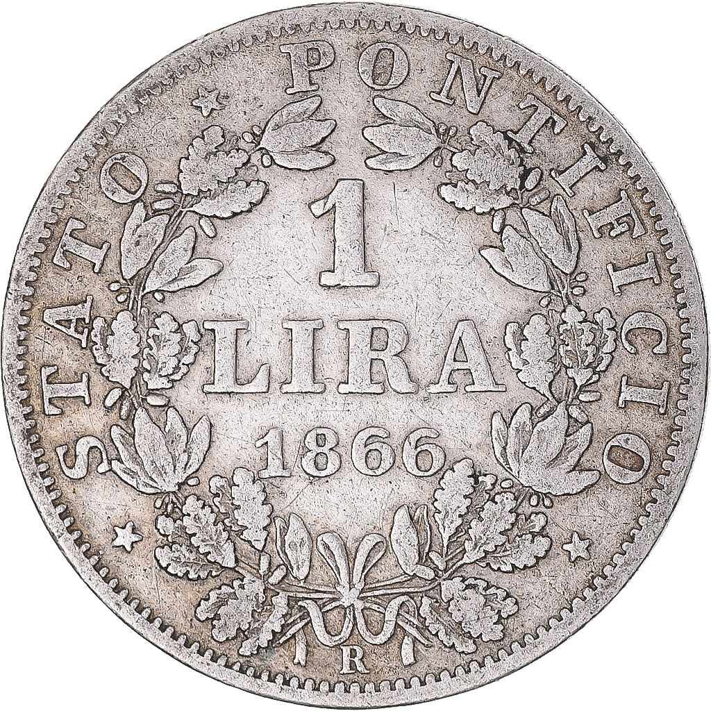 Monnaie, États italiens, PAPAL STATES, Pius IX, Lira, 1866-XXI, Roma, TB