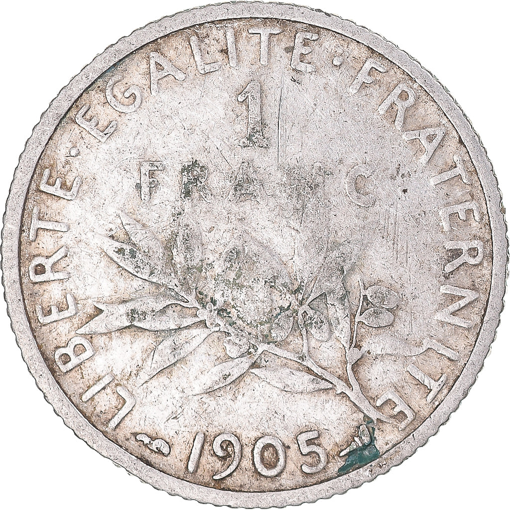 Moneta, Francia, Semeuse, Franc, 1905, Paris, MB+, Argento, KM:844.1