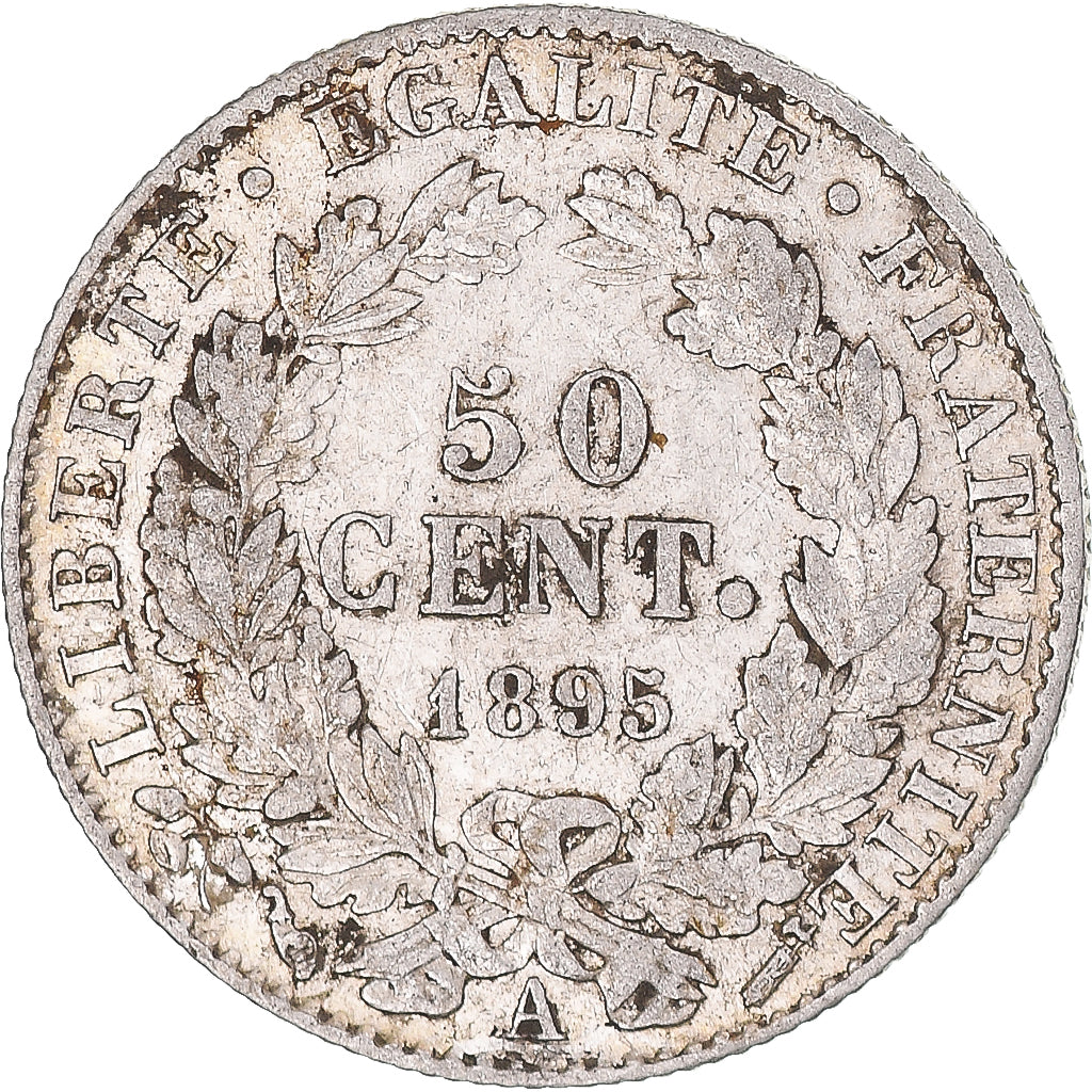 Moneta, Francja, Cérès, 50 Centimes, 1895, Paris, AU(50-53), Srebro, KM:834.1