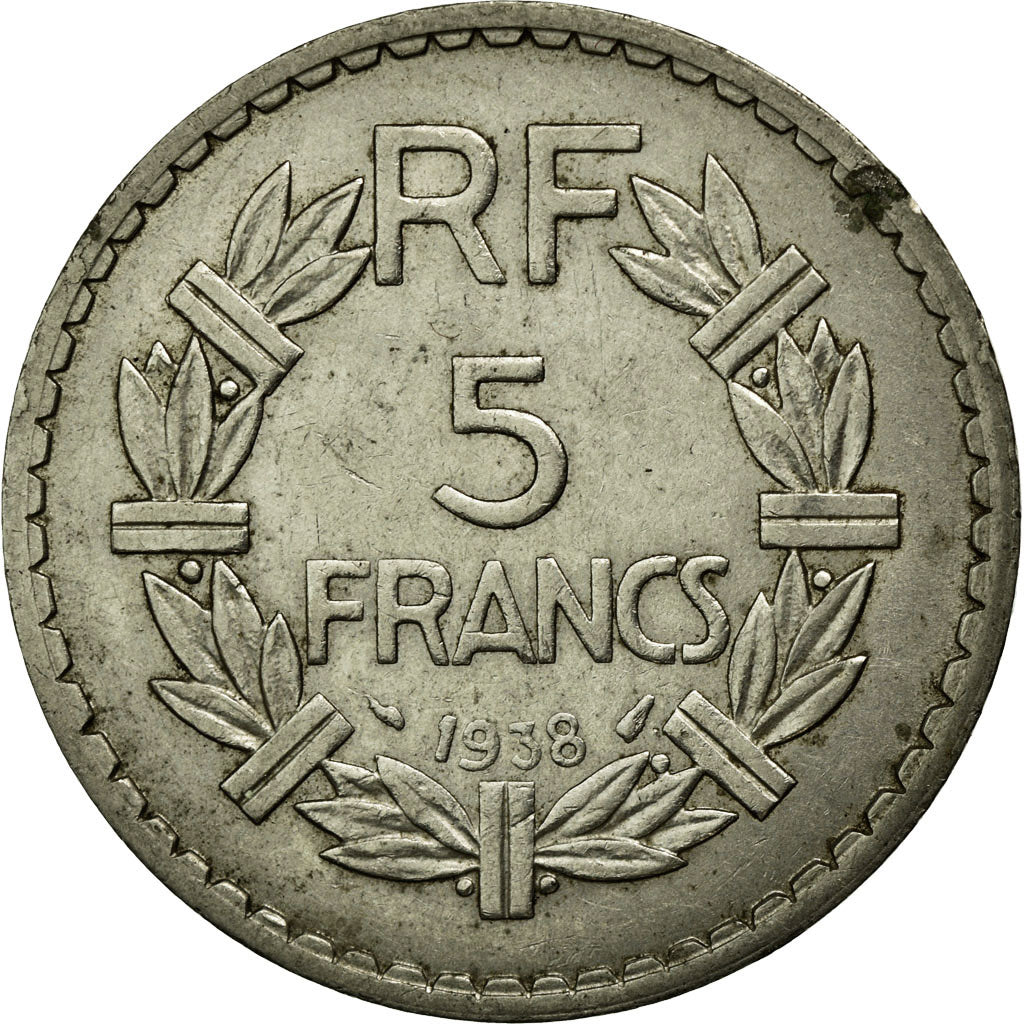 Munten, Frankrijk, Lavrillier, 5 Francs, 1938, Paris, ZF, Nickel, Gadoury:760