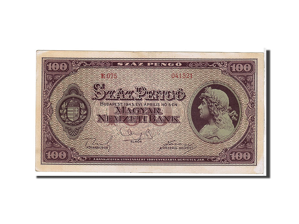 Geldschein, Ungarn, 100 Pengö, 1945, KM:111b, SS+