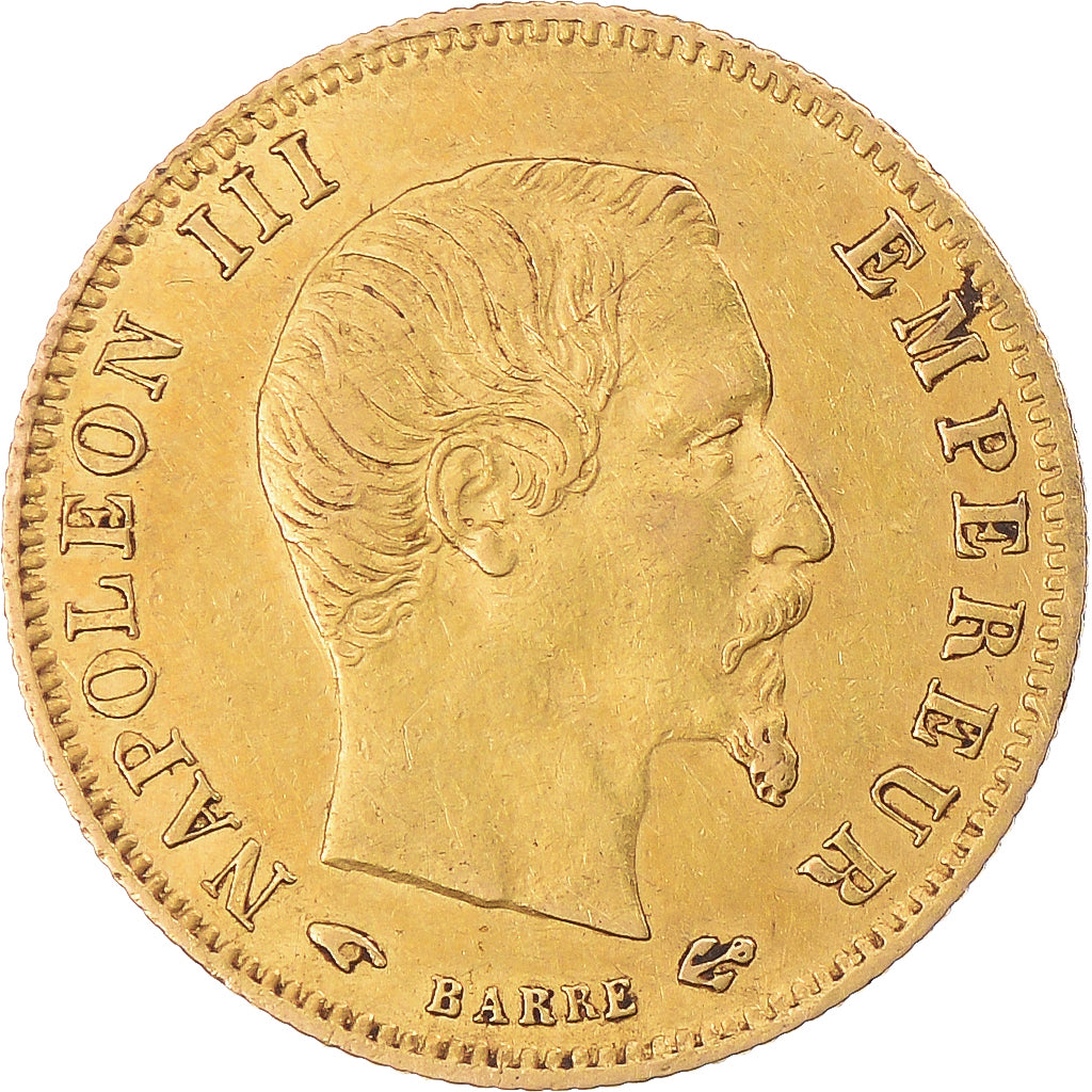 Moneta, Francja, Napoleon III, 5 Francs, 1859, Paris, AU(50-53), Złoto